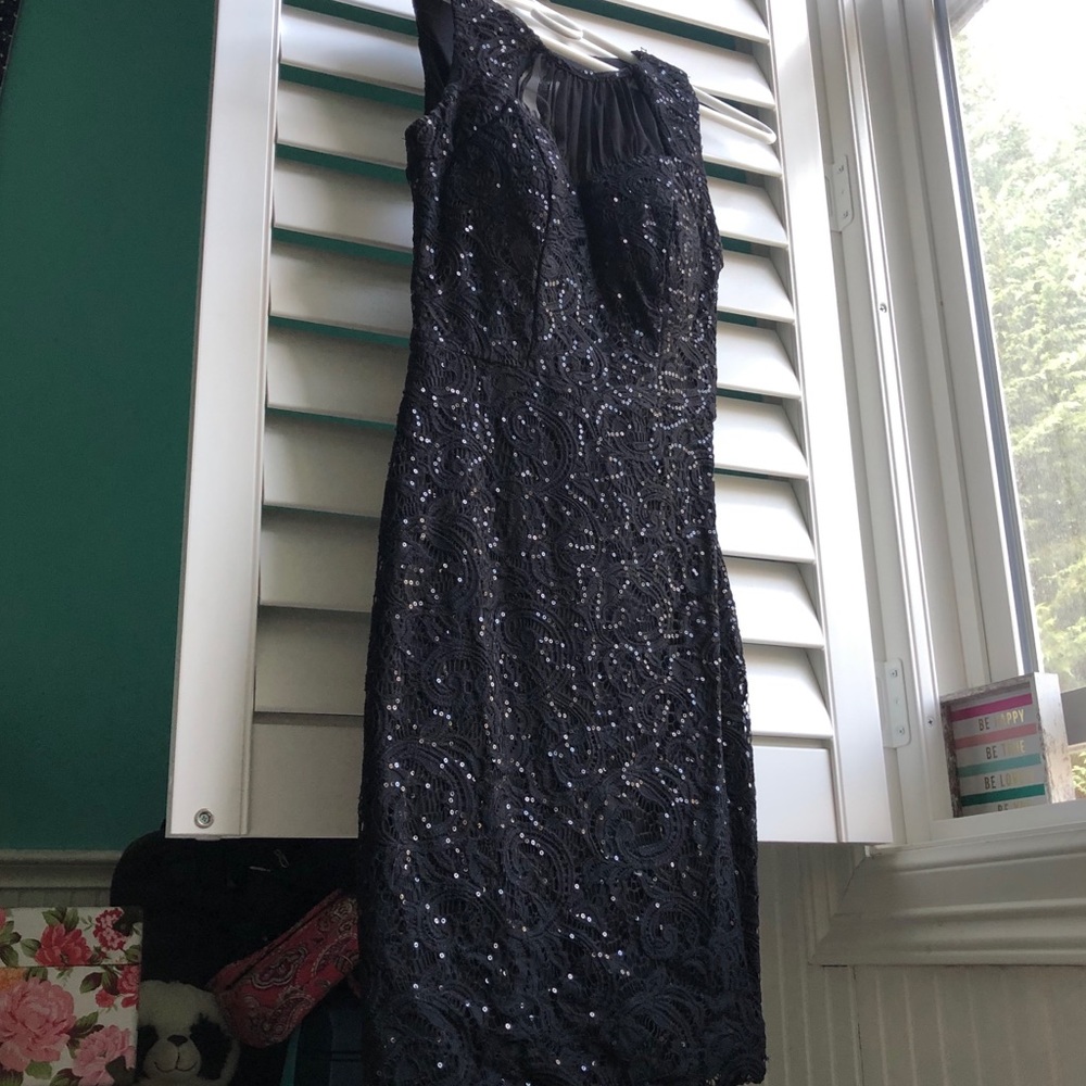 No sleeve black sequin dress